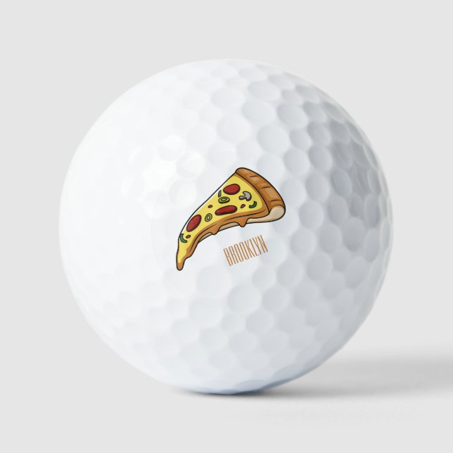 Pizza cartoon illustration golf balls (Front)