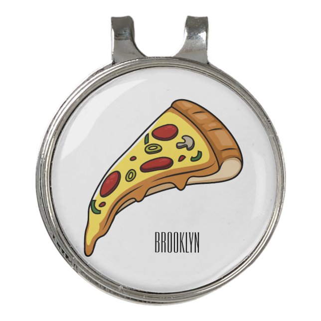 Pizza cartoon illustration golf hat clip (Front)