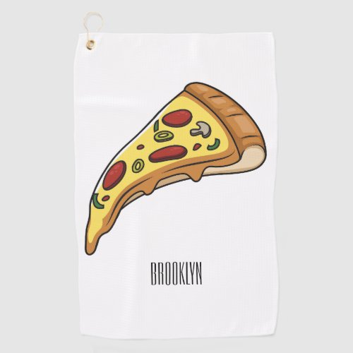 Pizza cartoon illustration  golf towel