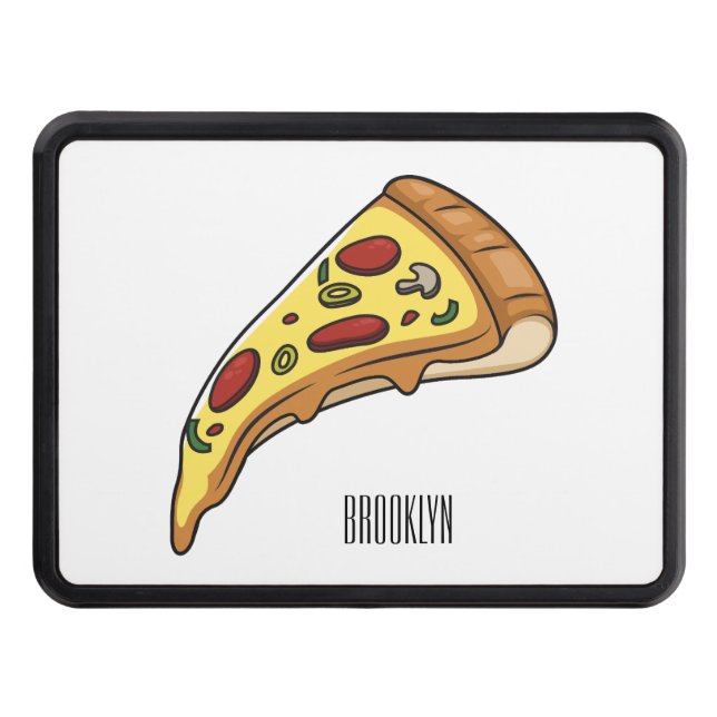 Pizza cartoon illustration  hitch cover (Front)