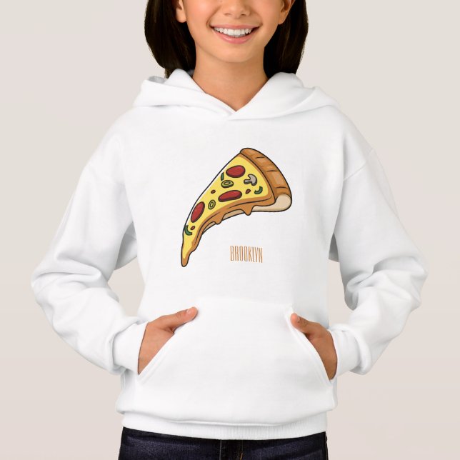 Pizza cartoon illustration hoodie (Front)