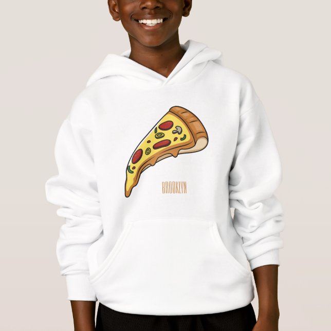 Pizza cartoon illustration hoodie (Front)
