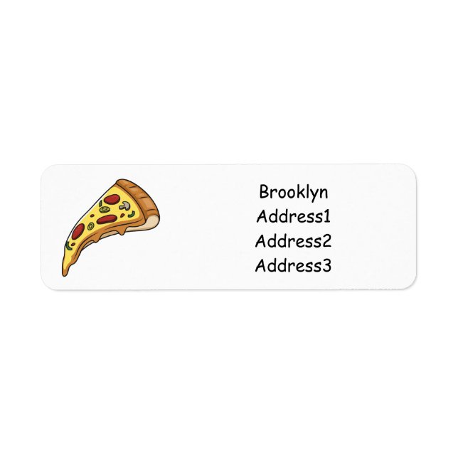 Pizza cartoon illustration label (Front)