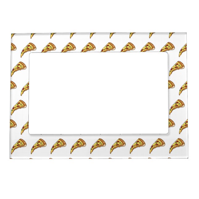Pizza cartoon illustration  magnetic frame (Front)