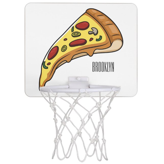 Pizza cartoon illustration mini basketball hoop (Front)
