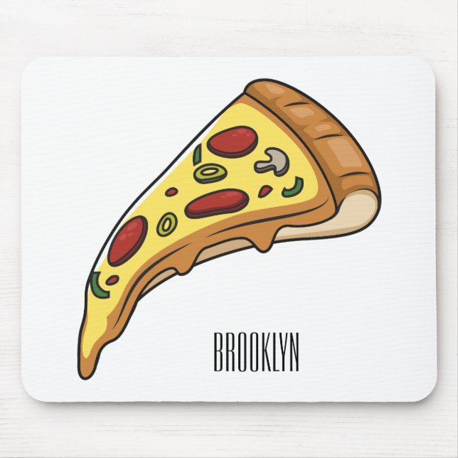 Pizza cartoon illustration mouse pad (Front)