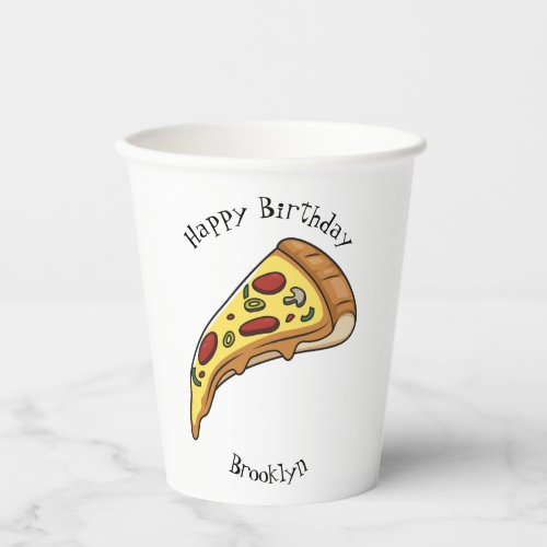 Pizza cartoon illustration  paper cups