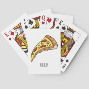 Pizza cartoon illustration poker cards