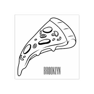 Pizza cartoon illustration rubber stamp