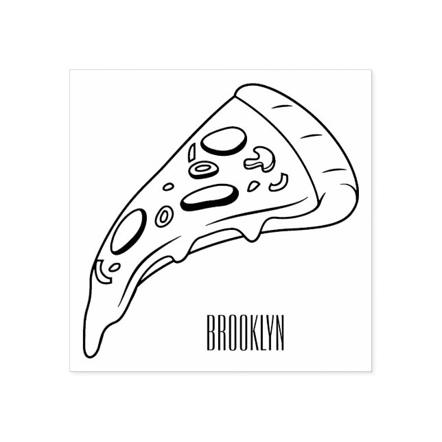 Pizza cartoon illustration rubber stamp (Imprint)