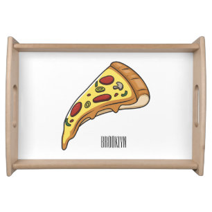 pizza cartoon illustration serving tray