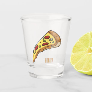 Pizza cartoon illustration shot glass