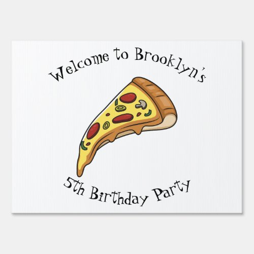 Pizza cartoon illustration sign