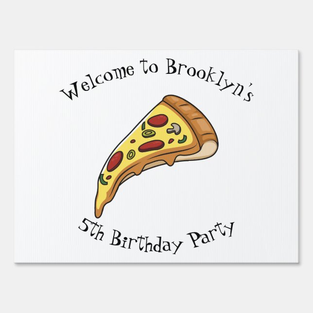 Pizza cartoon illustration sign (Front)