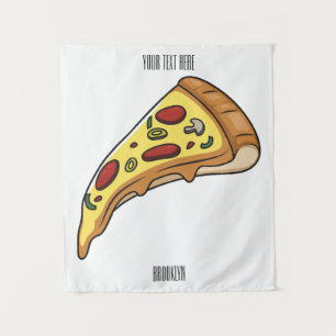 Pizza cartoon illustration tapestry