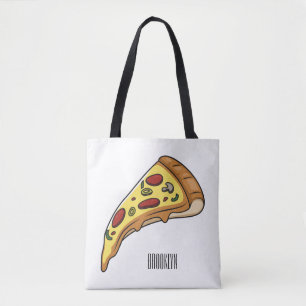 Pizza cartoon illustration tote bag