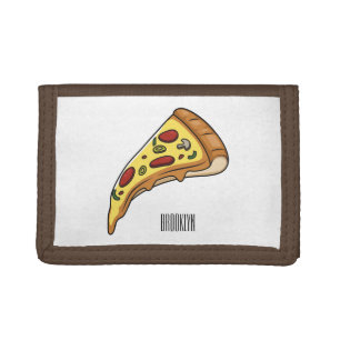 Pizza cartoon illustration tri-fold wallet
