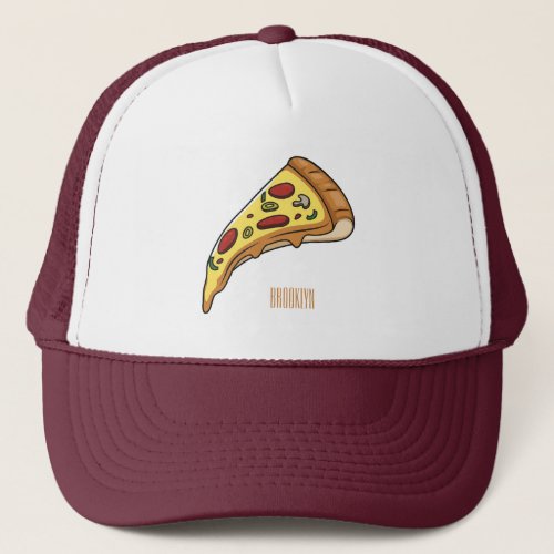 pizza cartoon illustration trucker hat