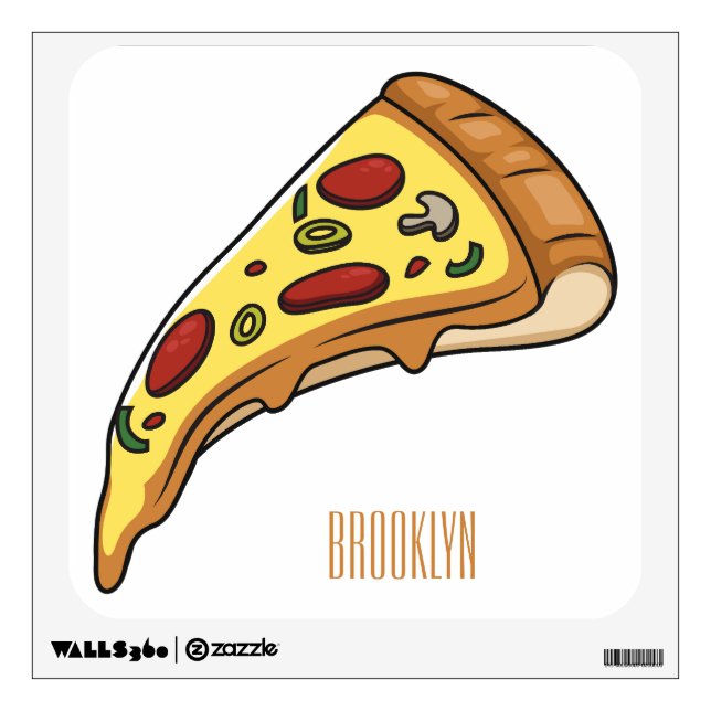 Pizza cartoon illustration  wall decal (Front)