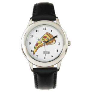 Pizza cartoon illustration watch