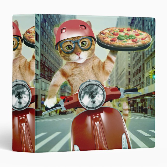 Pizza cat - cat - pizza delivery 3 ring binder (Front/Spine)