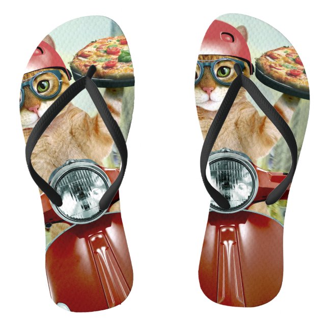 Pizza cat - cat - pizza delivery flip flops (Footbed)