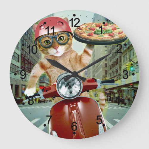 Pizza cat _ cat _ pizza delivery large clock
