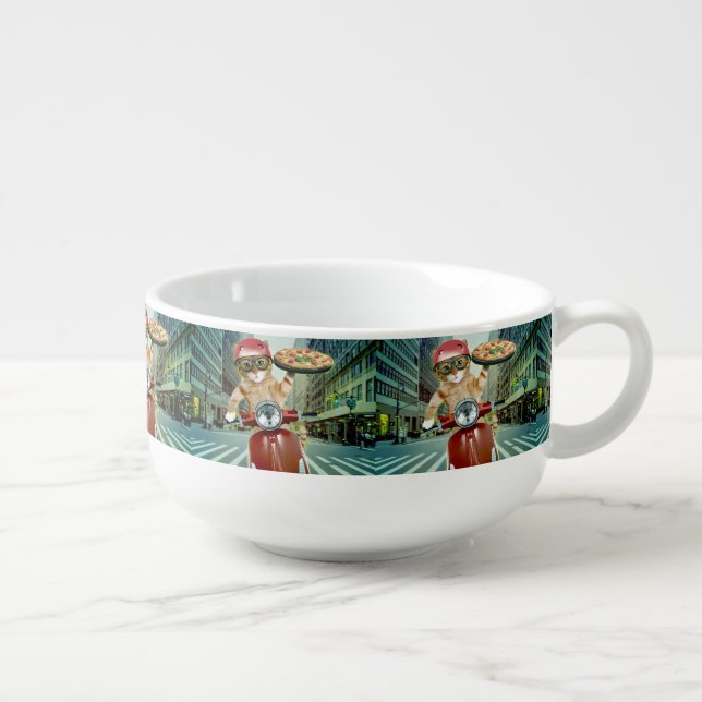 Pizza cat - cat - pizza delivery soup mug (Left)