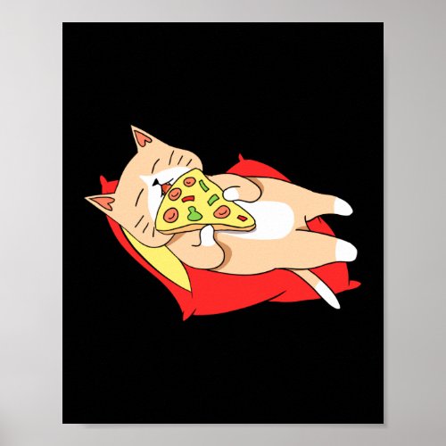 Pizza Cat Eating Pizza Poster