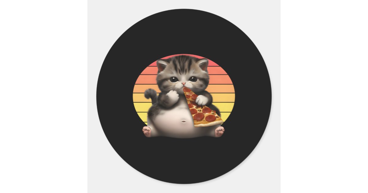 Pizza Cat In Classic Round Sticker Zazzle