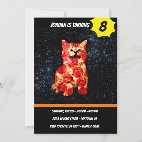 Pizza cat in space invitation