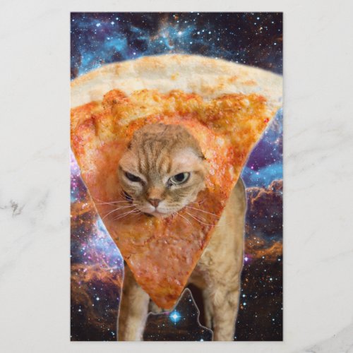 Pizza Cat in Space Wearing Pizza Slice
