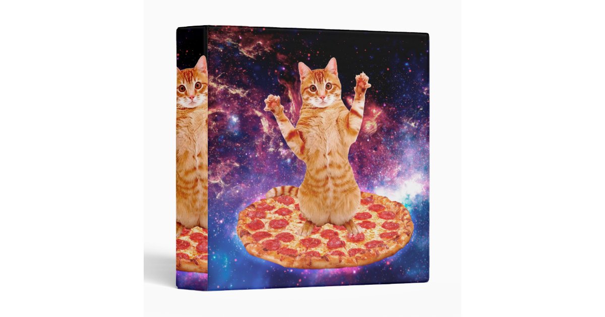 dj cat - space cat - cat pizza - cute cats 3 ring binder, Zazzle