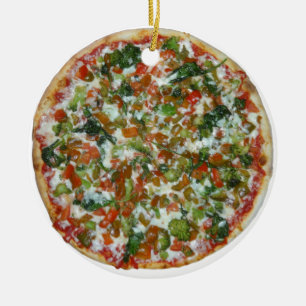 pizza ceramic ornament