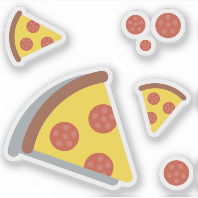 Pizza cheese and pepperonis fun kid retro set sticker (Front)