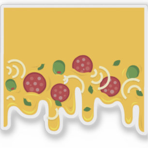 Pizza cheese and pepperonis olive retro pattern sticker