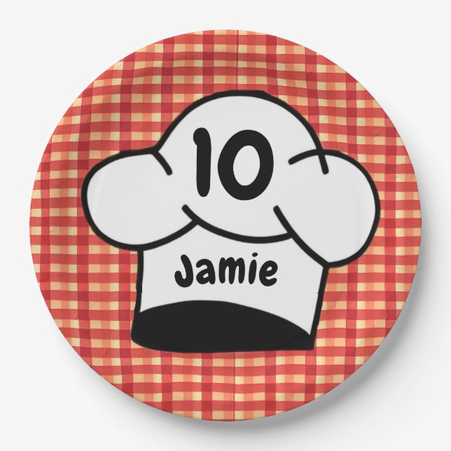 Pizza Chef Kids birthday Party Paper Plates (Front)