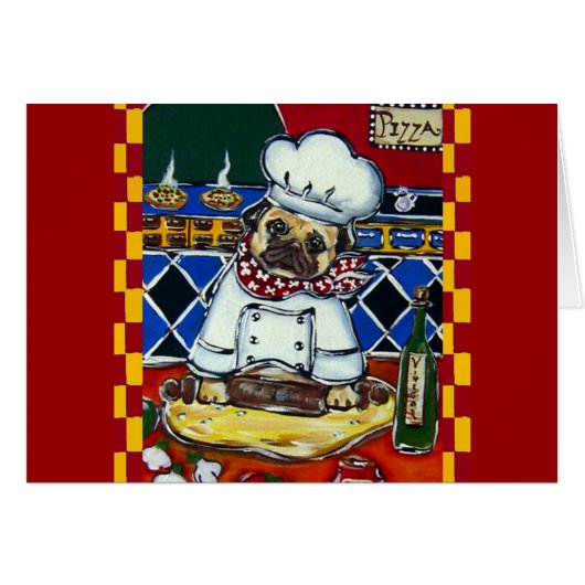 Pizza Chef Pug Cards (Front Horizontal)