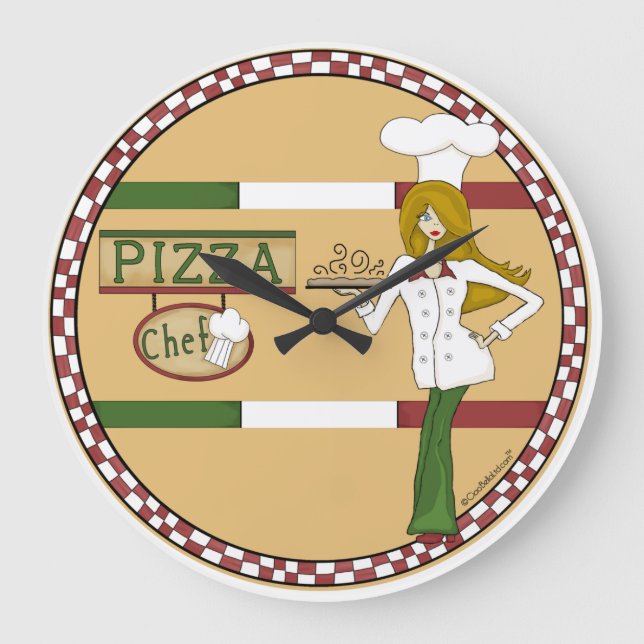 Pizza Chef Round Wall Clock (Front)