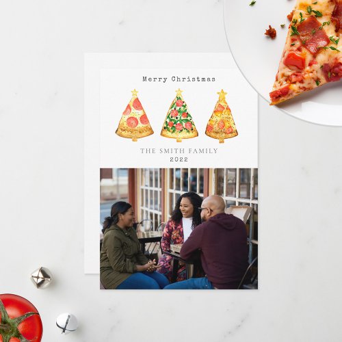 Pizza Christmas Family Photo Holiday Card