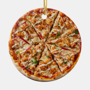 Pizza Christmas, Funny Foodie, White Elephant Gift Ceramic Ornament