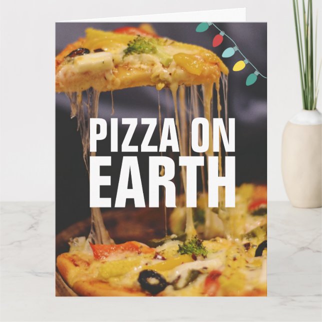 PIZZA CHRISTMAS FUNNY Greeting Card (Front)