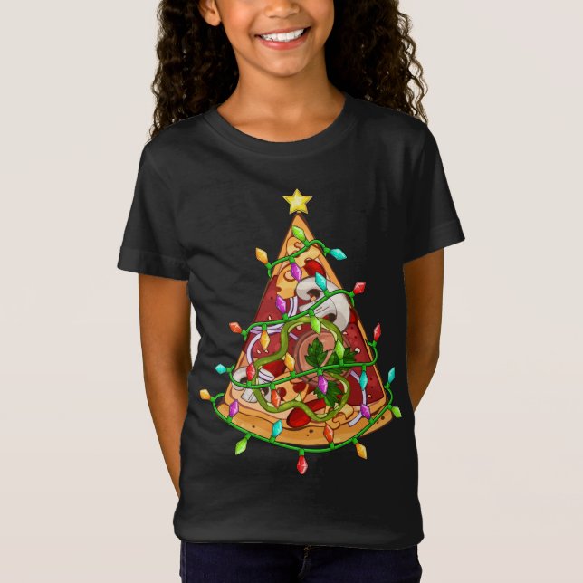 Pizza Christmas Lights Family Matching Christmas P T-Shirt (Front)