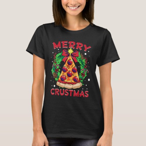 Pizza Christmas Tree Balls Xmas Men Boys Crustmas T_Shirt