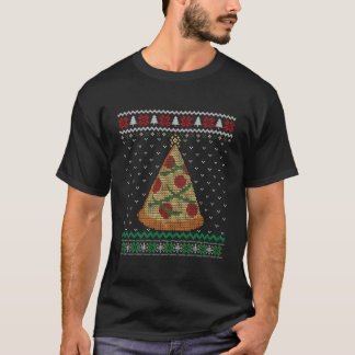 Pizza Christmas Tree Funny Xmas Lights Boys Ugly S T-Shirt