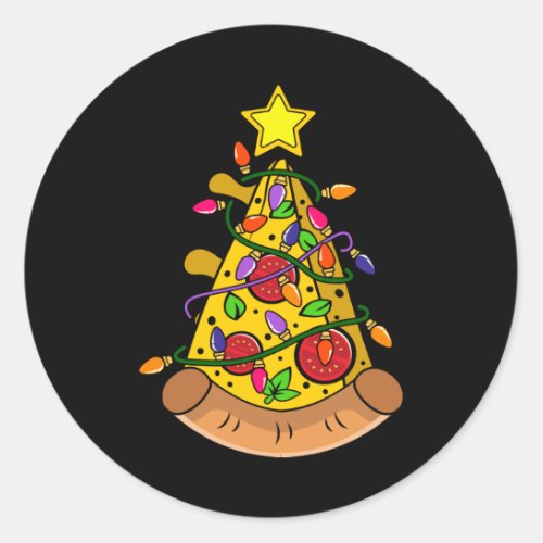 Pizza Christmas Tree Gift Funny Pizza Costumes Classic Round Sticker
