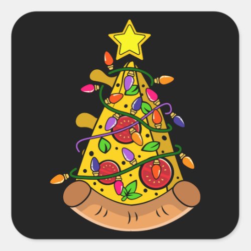 Pizza Christmas Tree Gift Funny Pizza Costumes Square Sticker