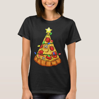 Pizza Christmas Tree Lights Fun Boys Kids Xmas T-Shirt