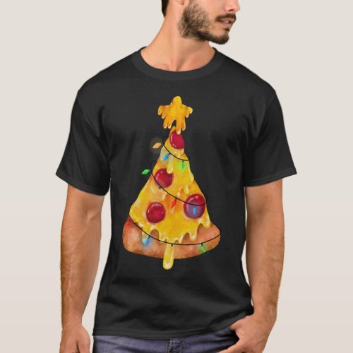 Pizza Christmas Tree Lights Merry Xmas Crustmas Bo T_Shirt