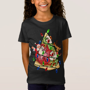 Pizza Christmas Tree Lights Santa Claus reindeer X T-Shirt